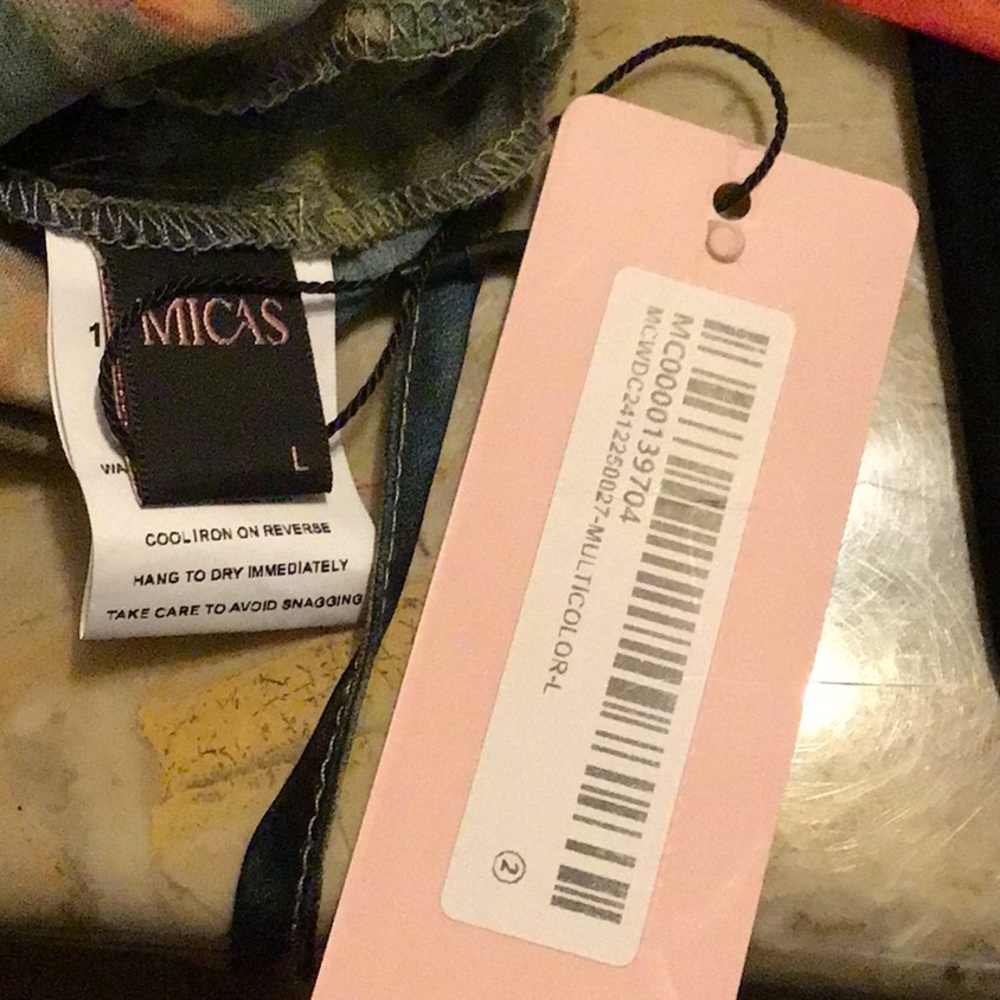 Micas Watercolor Print Ruched Drawstring Multi Color Mini Slip Dress - Picture 14 of 16